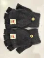 Dark grey plush fleece half finger gloves for students writing warm winter fashion style. - One Size / Deer Antler Black