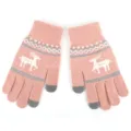 Guanti invernali touch screen in maglia con grazioso cervo, guanti rosa caldi in peluche. - Taglia unica / Cervo completo rosa