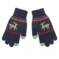 Caldi guanti invernali in maglia touch screen con grazioso motivo di renna per la stagione fredda. - Taglia unica / Cervo completo ciano