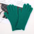 Effen gebreide handschoenen voor dames in de winter, touchscreen, warm en stijlvol. - Middellange verticale strepen - Groen