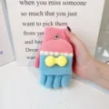 Cute plush knit flip-top gloves for women, winter warm half-finger gloves with yellow bow. - One Size / Bow Blue