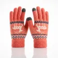 Cozy winter knit touch screen gloves with cute reindeer pattern for warm outdoor activities. - One Size / Pink Giraffe