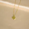 Minimalist Gold Stainless Steel Sunburst Heart Shape Initial Letter Q Pendant Necklace - Radiant Heart Initial K Necklaces
