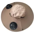 Khaki zonneklep hoed met brede rand en twee zonne-energie ventilatoren voor buiten vissen en zon. - Verstelbaar / Pet met dubbele ventilator kaki 48 cm