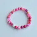 Pink natural stone beaded stretch bracelet 8mm gemstone jewelry for women elegant charm daily wear - 15# Rose Red Striped Agate