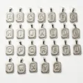 Stainless steel initial letter pendant necklace jewelry DIY alphabet charms sets. - Letter A Square Pendant / Steel