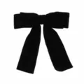 Large black velvet bow hair clip with elegant long ribbons for women hair styling - Independent Packaging (OPP Bag) / Black