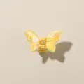 Fermaglio per capelli a farfalla giallo iridescente con finitura perlata su beige - Stile Farfalla 3D / 4cm / Giallo Perlato
