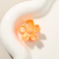 Piccola molletta per capelli a fiore di ciliegio arancio perlato, accessorio da 2,5 cm - Stile Fiore di Ciliegio / 2.5cm / Arancio Chiaro Perlato
