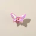 Molla per capelli a farfalla olografica rosa iridescente per acconciatura chic - Stile Farfalla 3D / 4cm / Rosa Fucsia Perlato