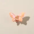 Mini molletta per capelli a farfalla con marmorizzazione iridescente pesca e rosa - Stile Farfalla 3D / 4cm / Rosa Corallo Perlato