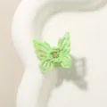 Mini fermaglio per capelli a farfalla verde chiaro cangiante con elegante design traforato - Farfalla Traforata / 2.7cm / Verde Erba Perlato