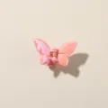 Mini molletta per capelli a farfalla con sfumatura rosa confetto per acconciature - Stile Farfalla 3D / 4cm / Rosa Chiaro Perlato