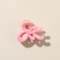 Piccola molletta per capelli a forma di fiocco rosa perlato, mini accessorio da 2,7 cm - Stile Nodo a Farfalla Lineare / 2.7cm / Rosa chiaro