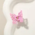 Mini molletta per capelli a farfalla rosa iridescente con elegante design a traforo - Farfalla Traforata / 2.7cm / Rosa Fucsia Perlato