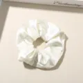 Elegant 10cm large white silk imitation scrunchie elastic hair tie for women hair - Cream