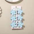 6-piece set of light blue 3.5cm flower-shaped hair claw clips for women - Set of 6 / Glossy Light Blue