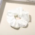 Large 10cm white faux silk scrunchie with an elegant satin shine for hair styling - Pure White