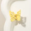 Elegante mini molletta per capelli a forma di farfalla traforata giallo vivace per donna - Farfalla Traforata / 2.7cm / Giallo Perlato
