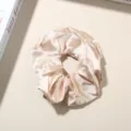 Elegant champagne 10cm large satin scrunchie with premium silk-like texture for hair - Khaki