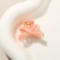 Mini molletta per capelli rosa iridescente a forma di fiocco su vassoio in ceramica - Modello a fiocco / 3cm / Rosa Corallo Perlato