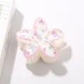 Pinza para el pelo de plumeria con bordes rosas y estampado de micro flores. - A Granel (Sin Embalaje) / Púrpura Claro Floral