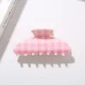 Grande pince à cheveux à carreaux roses pour femmes 10,5 cm pince à cheveux - Style Damier Rose / 10.5cm / Rose