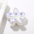 Pinza para el pelo con forma de plumeria y estampado floral morado de plástico ABS. - A Granel (Sin Embalaje) / Floral Púrpura