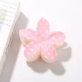 Pinza para el cabello de flor de plumeria rosa con patrón de lunares para estilo resort - Embalaje Independiente (Bolsa OPP) / Estilo de Lunares Rosa