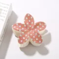 Pinza para el pelo de flor de frangipani con lunares azules en pétalos rosas ABS - A Granel (Sin Embalaje) / Estilo Lunares Marrón (8cm)