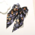 Lazo para el pelo de Halloween con calabazas y fantasmas y cintas largas - Negro Murciélago Calabaza