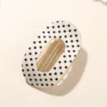 Eleganter ovaler Haarclip aus weißem Acetat mit klassischem schwarzen Punktmuster für Damen - Ovaler Clip / Lose (Ohne Verpackung) / Cremeweiß Schwarz Punktmuster