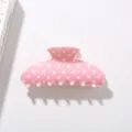 Grande pince à cheveux rose de 10,5 cm avec pois blancs en matériau ABS durable. - Style à Pois Roses / 10.5cm / Rose