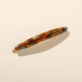 Elegant tortoiseshell pattern acetate barrette hair clip with refined gold script - Blue Coffee Floral