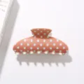 Pince à cheveux élégante de 10,5 cm avec base brun-rouge et motifs à pois blancs - Style Pois Marron / 10.5cm / Marron