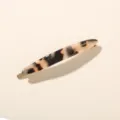 Elegant tortoise shell acetate barrette hair clip featuring gold lettering accents - White Tortoise Shell