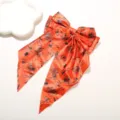 Lazo para el pelo naranja de Halloween con estampado de esqueletos y telarañas - Naranja-Rojo Calavera Telaraña