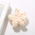 Pinza para el pelo con estampado de fresas y flor de huevo en blanco crema - A Granel (Sin Embalaje) / Estampado de Tomate Blanco Crema