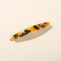 Elegant tortoise shell pattern acetate barrette with golden Barrette La France text - Yellow Tortoiseshell