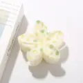 Pinza para el pelo con forma de flor de plumeria crema y estampado frutal tropical - A Granel (Sin Embalaje) / Estampado de Durián Blanco Crema