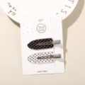 Elegant acetate duckbill hair clips set featuring stylish black and white polka dots - 2-Piece Set (Card Packed) / Black and White Polka Dot (Surfboard)