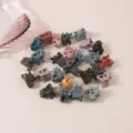 Set of mini 2cm plastic flower hair claw clips in various muted colors for girls - Semicircle Floral Style / Single Piece / Morandi Colors
