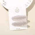 Two-piece set of pink polka-dot acetate hair clips on a white display card - 2-Piece Set (Card Packed) / White Polka Dot (Oval)