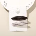 Polka dot acetate hair clips set of 2, elegant black and white hairpins - 2-Piece Set (Card Packed) / Black and White Polka Dot (Oval)