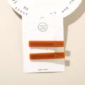 Premium set of two amber-toned acetate duckbill hair clips for stylish hair styling - 2-Piece Set (Card Packed) / Caramel Brown (Square)