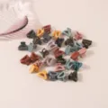 Set of multi-colored 2cm plastic mini hair claw clips in assorted pastel shades - Semicircle Style / 100pcs Pack / Morandi Colors