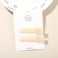 Two-piece set of cream acetate duckbill hair clips on a white display card - 2-Piece Set (Card Packed) / Rice White (Square)