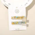 Elegant acetate hair clip set of 2 featuring a blue and yellow marble pattern design - 2-Piece Set (Card Packed) / Blue and Yellow Floral (Square)