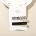 Acetate hair clips two-piece set featuring stylish dalmatian and solid black patterns - Square (#15) / 2-Piece Set (Card Packed) / Black & White Cow Print + Black