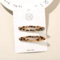 2-piece acetate hair clip set with tortoise shell pattern on display card - Hollow Oval (#1) / 2-Piece Set (Card Packed) / White Tortoise Shell